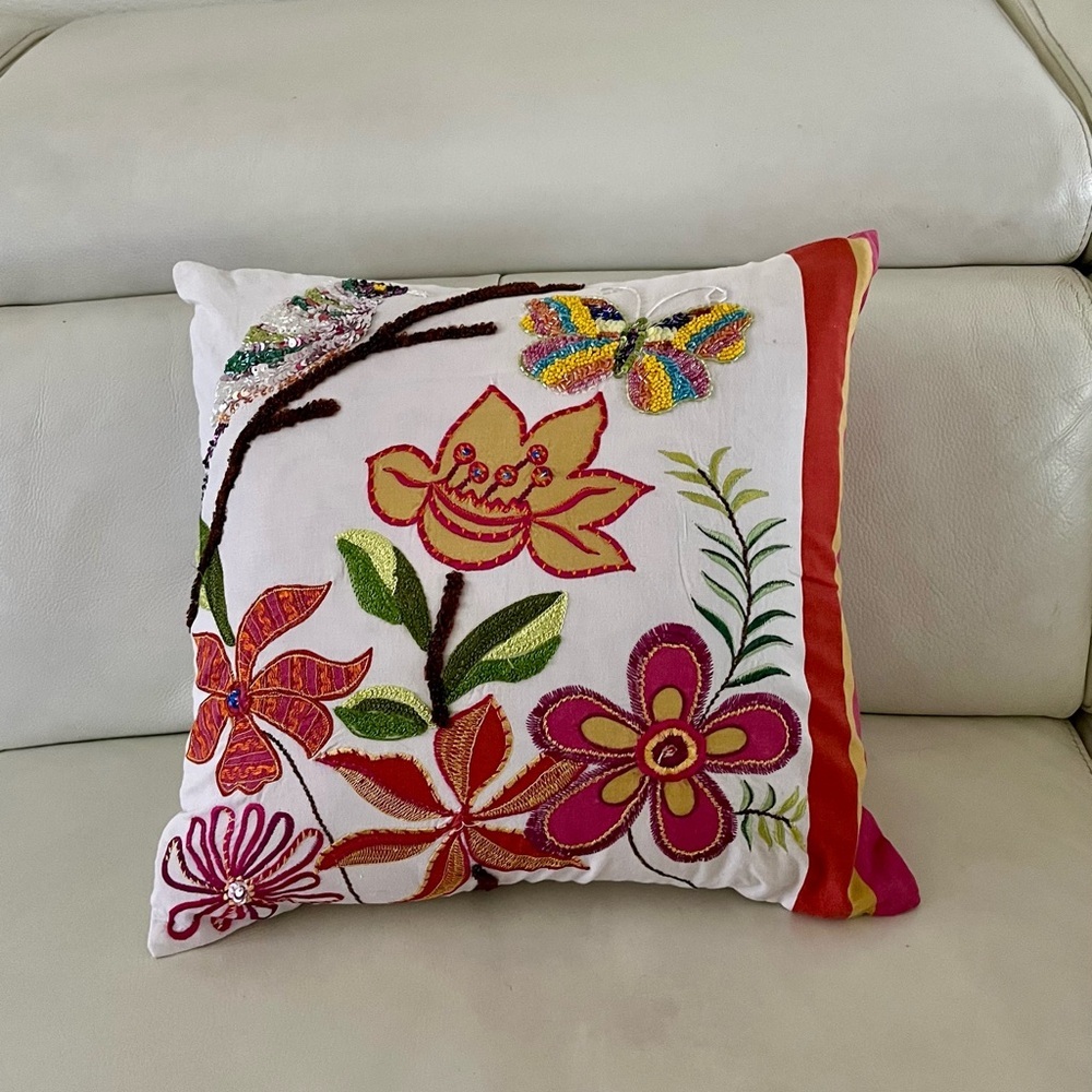 Floral Embroidered Pillow Cover Pier 1